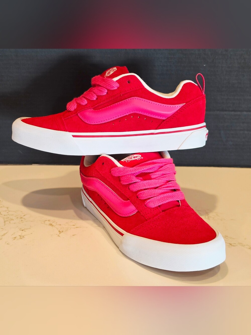 🆕️ Brand New Vans Knu Skool Suede Skateboarding Shoes - Red & Pink